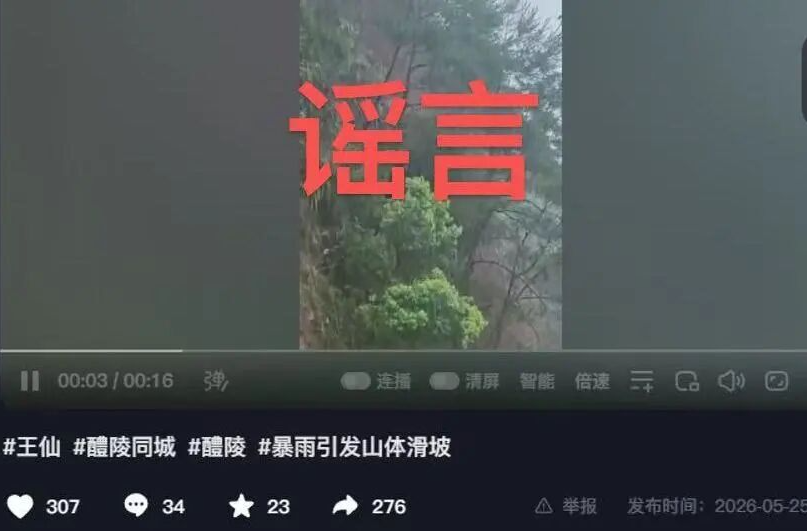 网传“醴陵市王仙镇暴雨引发山体滑坡”？谣言！发帖人被行拘！